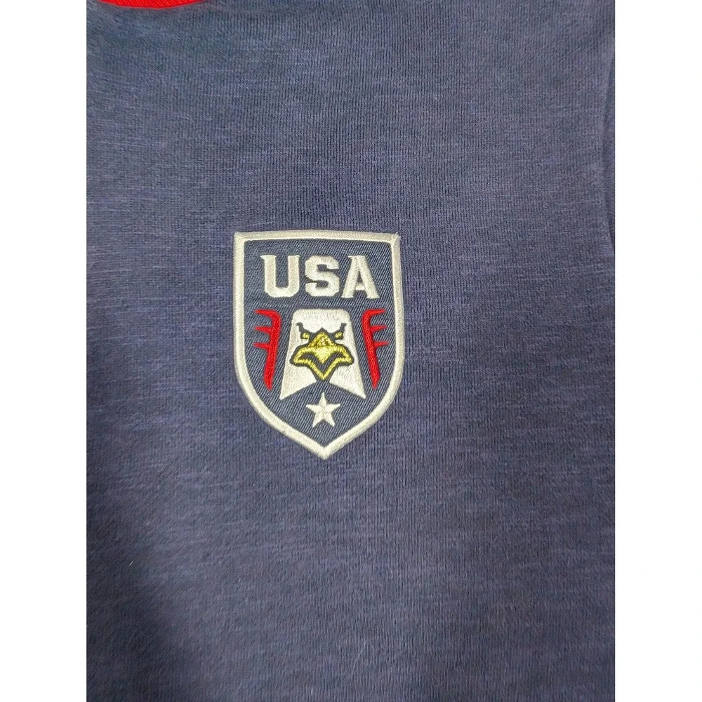 United States of America Jacket Mens XL Blue Red Full Zip Team USA Crest Fleece